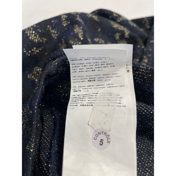 Promod Womens Navy Blue Animal Print Mini Dress Size M Long Sleeve Metallic - Picture 6 of 6